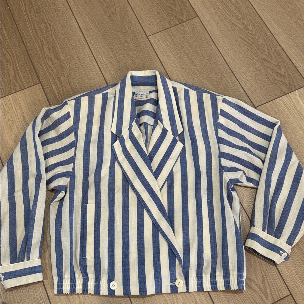 Vintage Union Made Weathervane 3 Piece Set Blazer Skirt Shorts Stripe Nautical - Picture 2 of 13